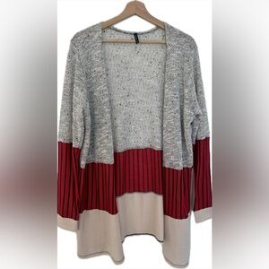 ✨1X Poliana Plus Long Curvy Color (Grey/Red/Black/Cream) Open Front Cardigan